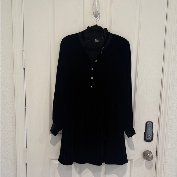 The Kooples Short Black Velvet Dress with Bijou Buttons. - Picture 8 of 15